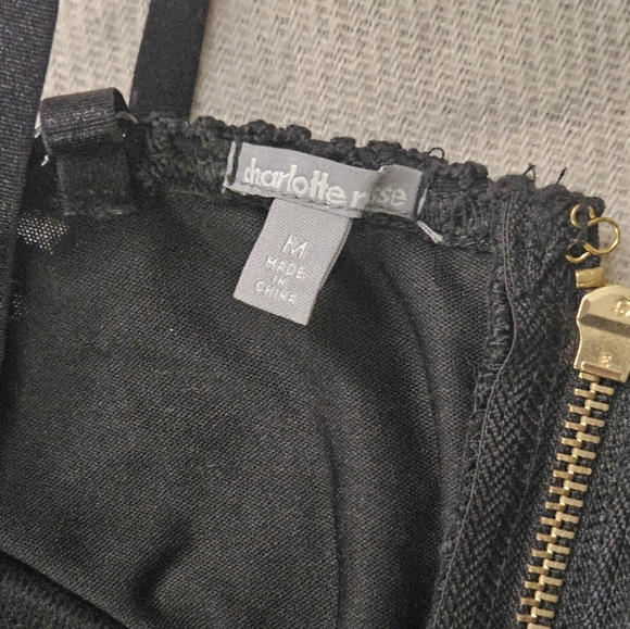 Lace Spaghetti Straps Golden Zipper Top - Picture 4 of 6